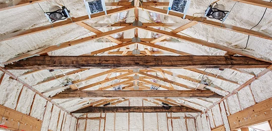 Spray foam insulation in new construction home